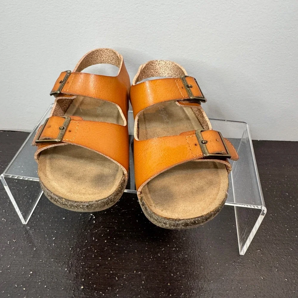 Cat & Jack Unisex Toddler 9 Brown Buckle Sandal Cognac Velcro Straps Summer Shoe